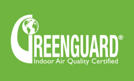 Green colored image with the Greengaurd Indoor Air Quality Logo